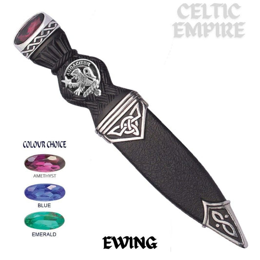 Ewing Interlace Family Clan Crest Sgian Dubh, Scottish Knife