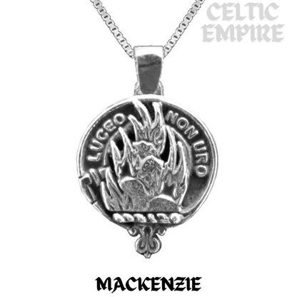 MacKenzie Large 1" Scottish Family Clan Crest Pendant - Sterling Silver