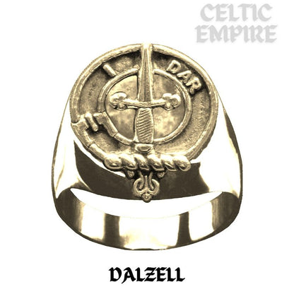 Dalzell Scottish Family Clan Crest Ring  ~  Sterling Silver and Karat Gold