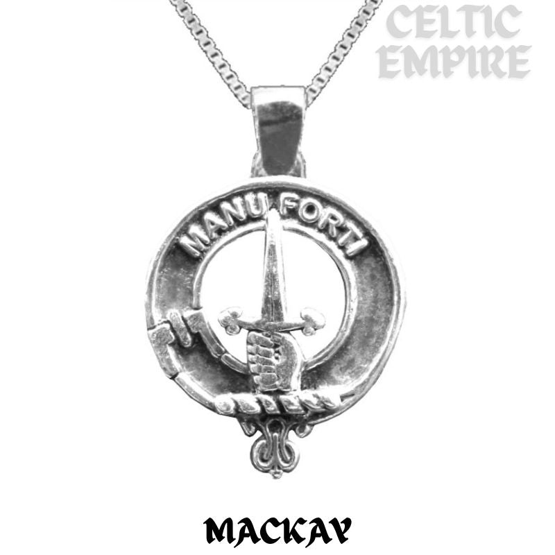 MacKay Large 1" Scottish Family Clan Crest Pendant - Sterling Silver