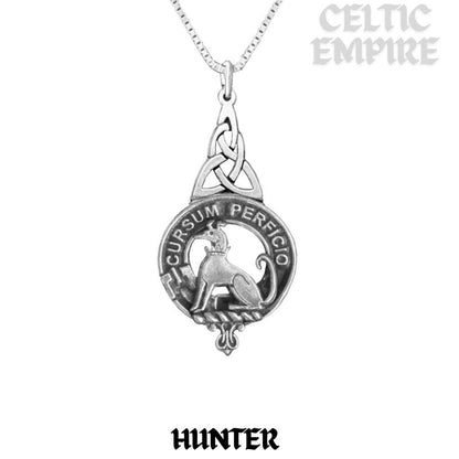 Hunter Family Clan Crest Interlace Drop Pendant