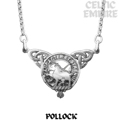 Pollock Family Clan Crest Double Drop Pendant