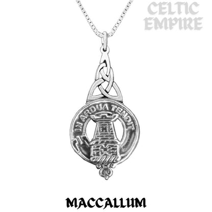 MacCallum Family Clan Crest Interlace Drop Pendant