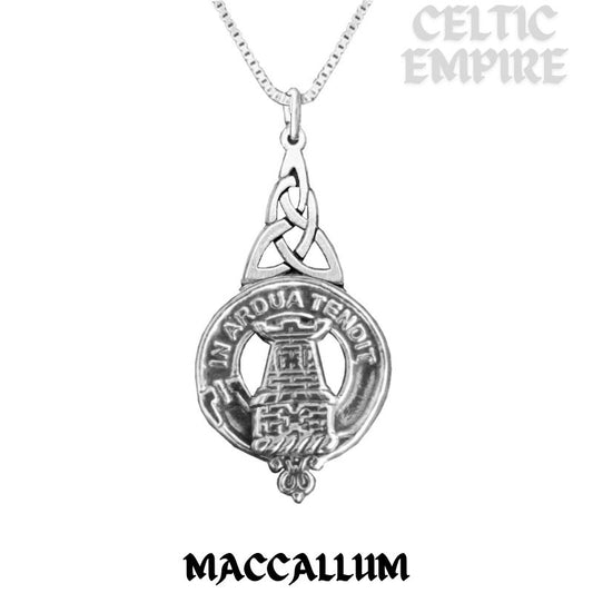 MacCallum Family Clan Crest Interlace Drop Pendant