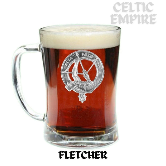 Fletcher Family Clan Crest Badge Glass Beer Mug