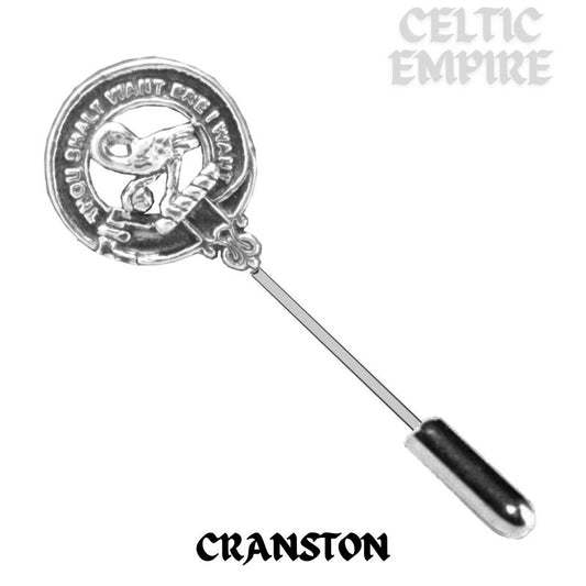 Cranston Family Clan Crest Stick or Cravat pin, Sterling Silver