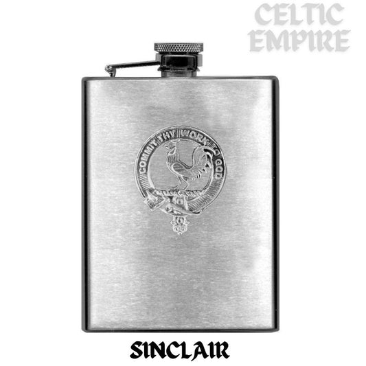 Sinclair 8oz Family Clan Crest Scottish Badge Stainless Steel Flask