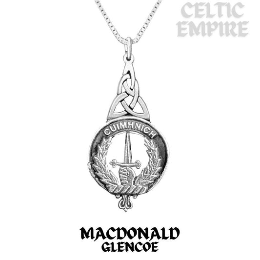 MacDonald Glencoe Family Clan Crest Interlace Drop Pendant