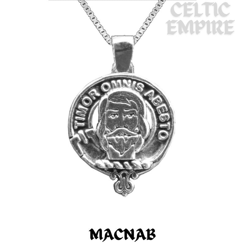 MacNab Large 1" Scottish Family Clan Crest Pendant - Sterling Silver