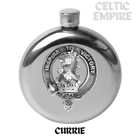 Currie Round Family Clan Crest Scottish Badge Flask 5oz