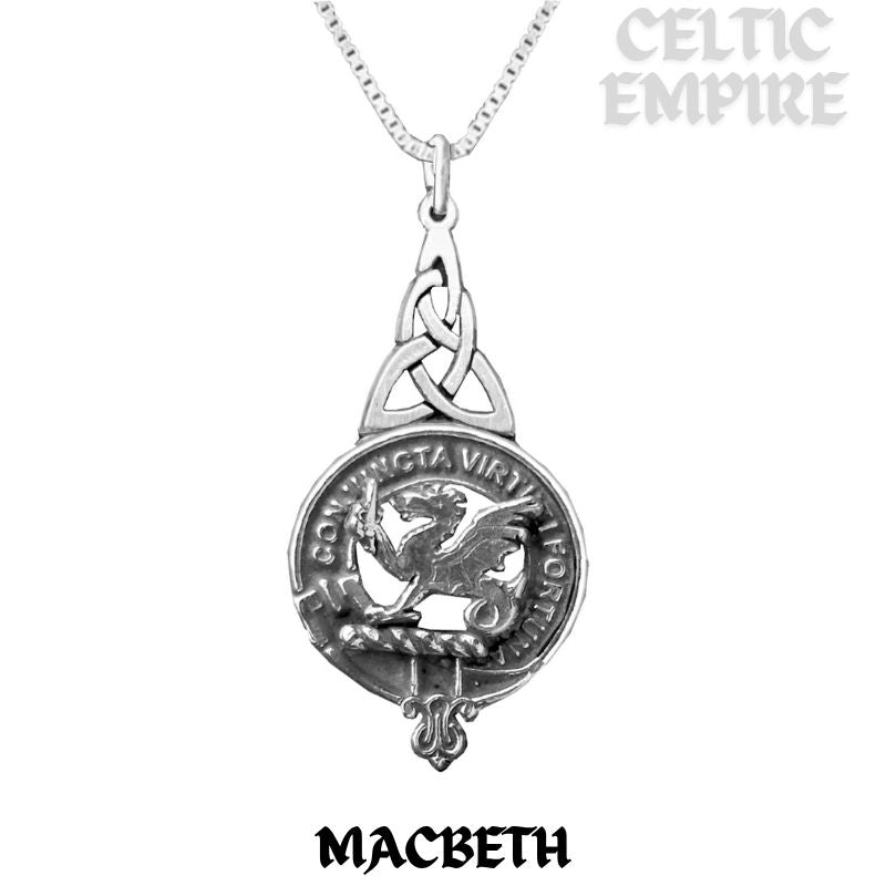 MacBeth Family Clan Crest Interlace Drop Pendant