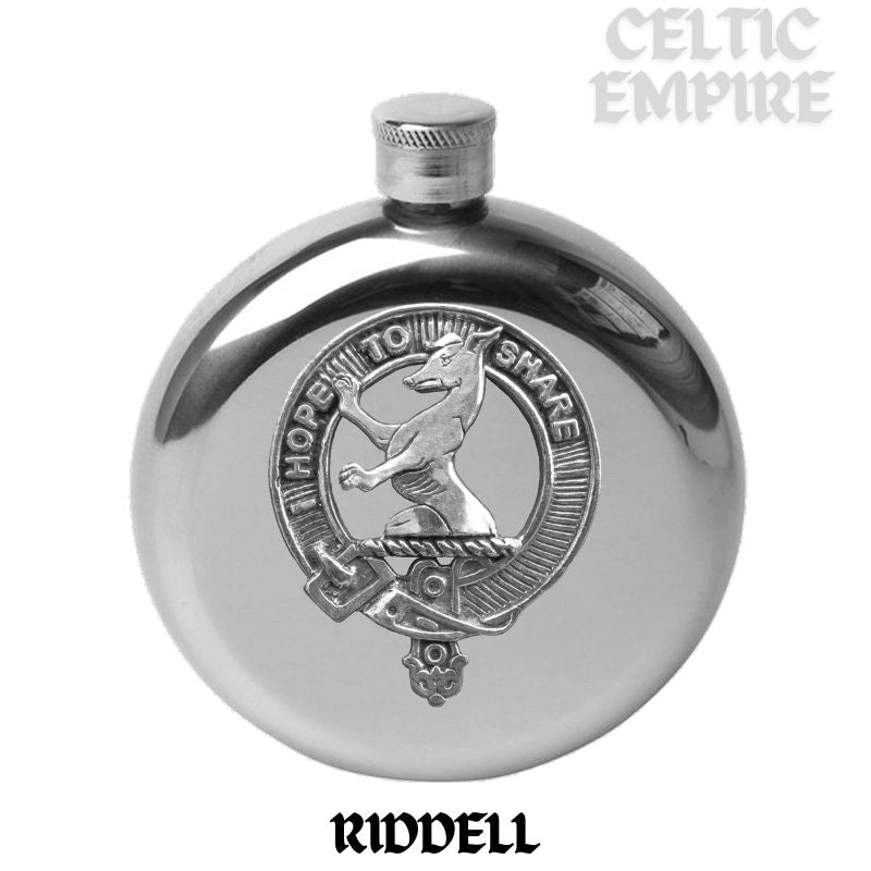 Riddell 5 oz Round Family Clan Crest Scottish Badge Flask