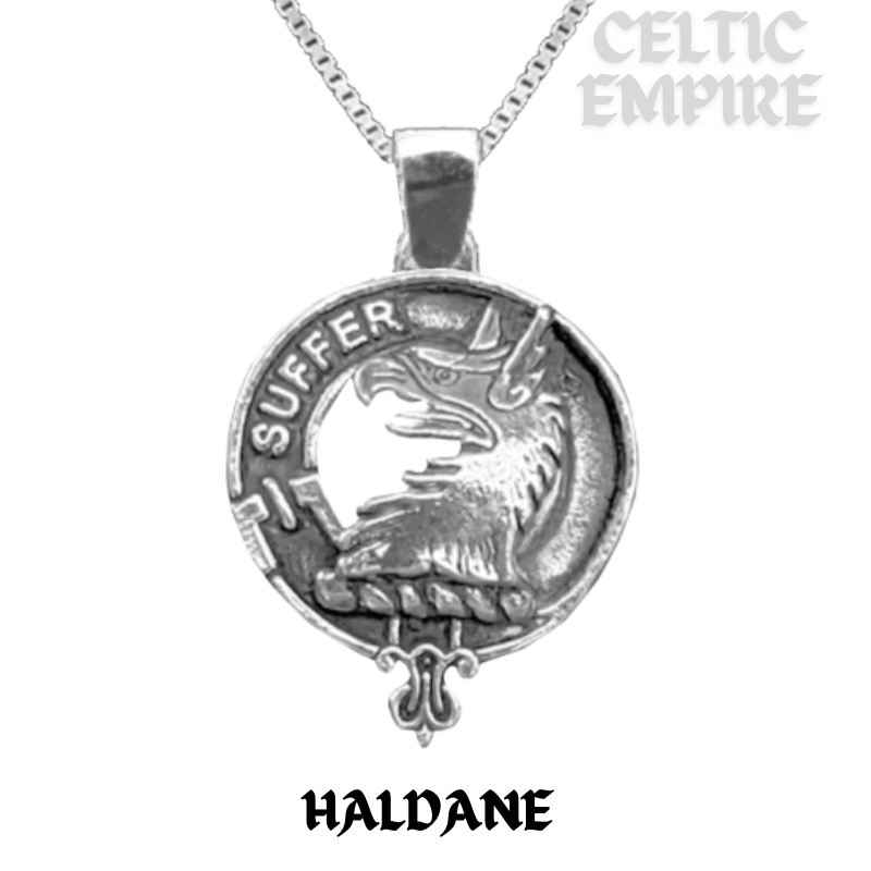 Haldane Large 1" Scottish Family Clan Crest Pendant - Sterling Silver