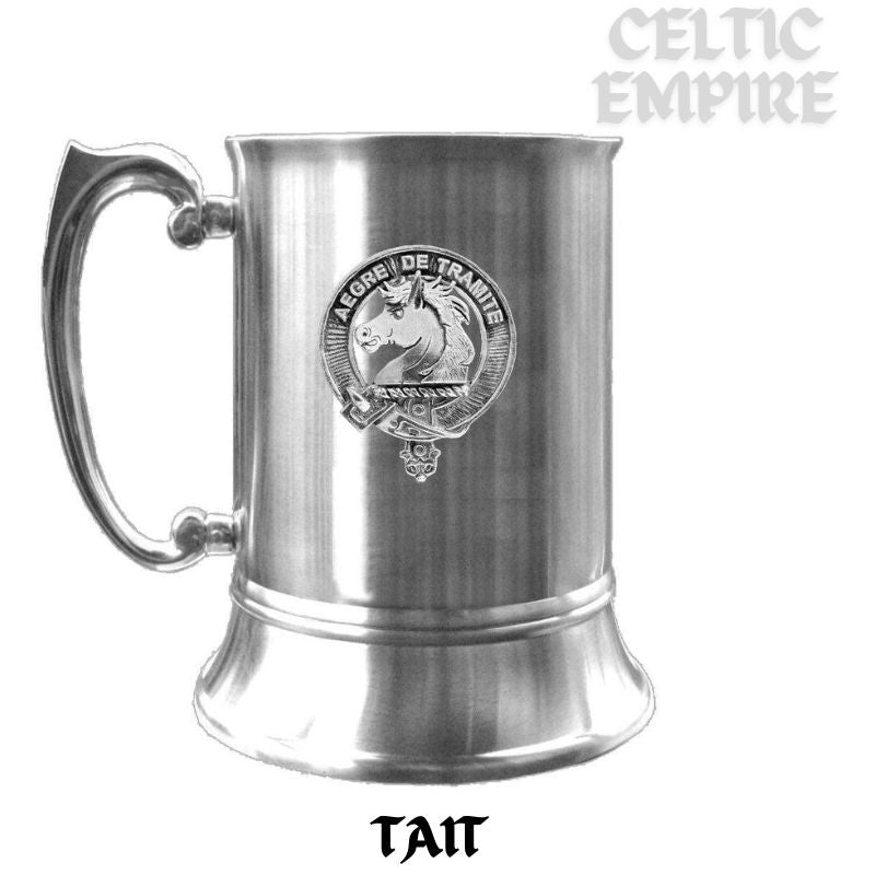 Tait Scottish Family Clan Crest Badge Tankard