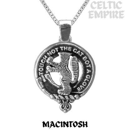 MacIntosh Large 1" Scottish Family Clan Crest Pendant - Sterling Silver