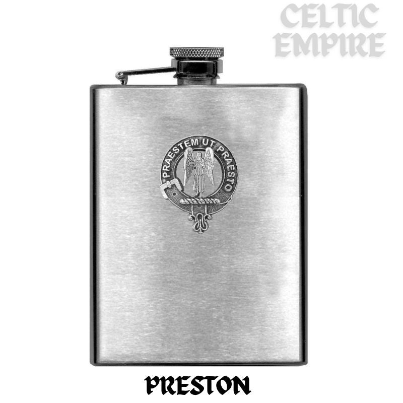 Preston 8oz Family Clan Crest Scottish Badge Flask