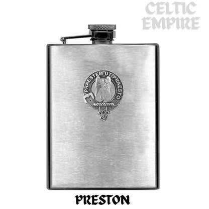 Preston 8oz Family Clan Crest Scottish Badge Flask