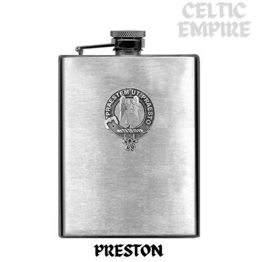 Preston 8oz Family Clan Crest Scottish Badge Flask