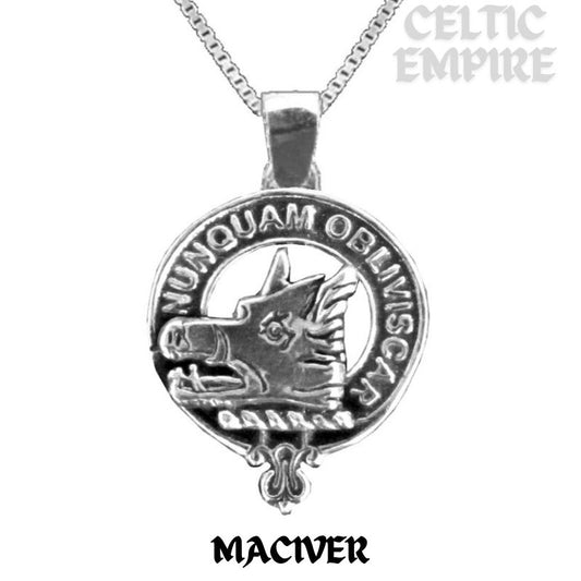 MacIver Large 1" Scottish Family Clan Crest Pendant - Sterling Silver