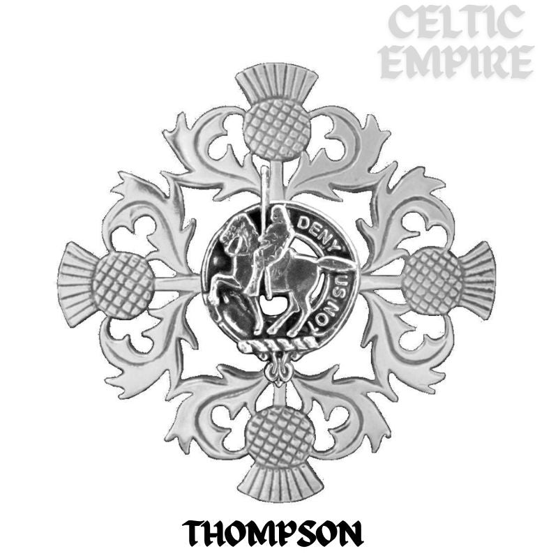 Thompson Family Clan Crest Scottish Four Thistle Brooch