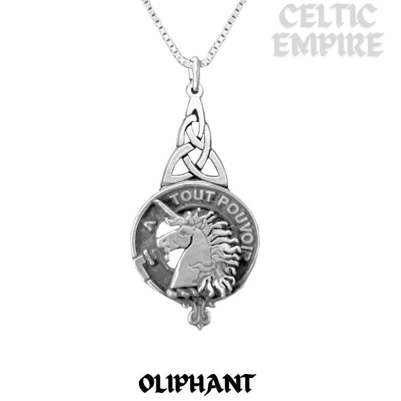 Oliphant Family Clan Crest Interlace Drop Pendant