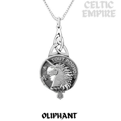 Oliphant Family Clan Crest Interlace Drop Pendant