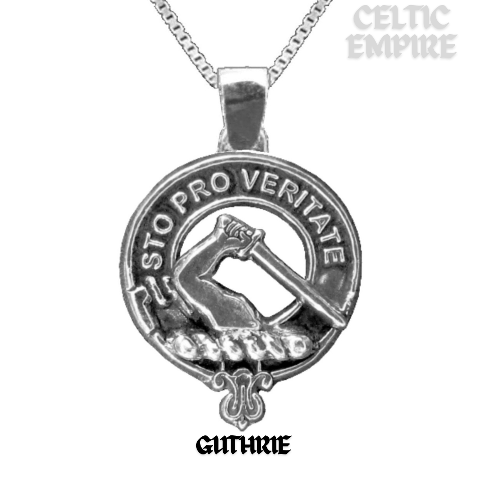 Guthrie Large 1" Scottish Family Clan Crest Pendant - Sterling Silver