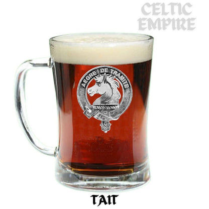 Tait Family Clan Crest Badge Glass Beer Mug