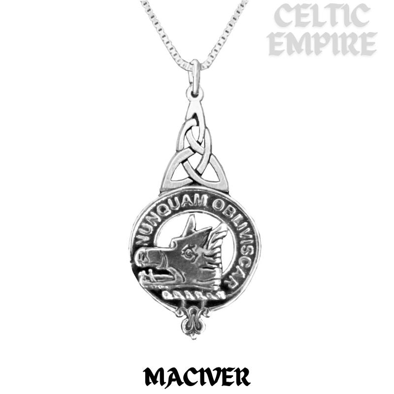 MacIver Family Clan Crest Interlace Drop Pendant