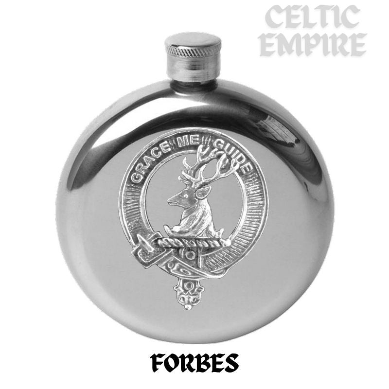 Forbes Round Family Clan Crest Scottish Badge Flask 5oz