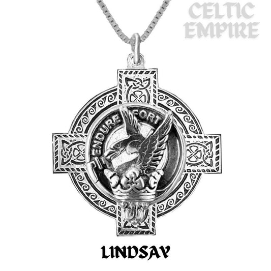Lindsay Family Clan Crest Celtic Cross Pendant Scottish