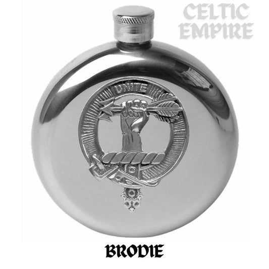 Brodie Round Family Clan Crest Scottish Badge Flask 5oz