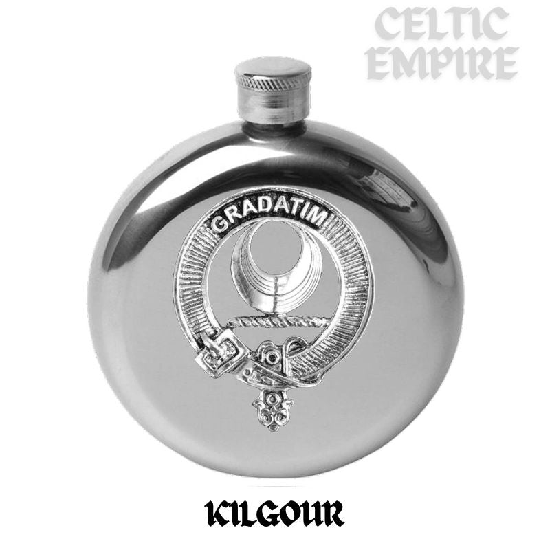 Kilgour 5oz Round Family Clan Crest Scottish Badge Flask