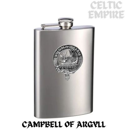 Campbell Argyll Family Clan Crest Scottish Badge Stainless Steel Flask 8oz