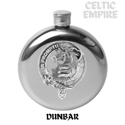 Dunbar Round Family Clan Crest Scottish Badge Flask 5oz