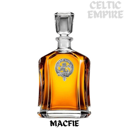 MacFie Family Clan Crest Badge Whiskey Decanter