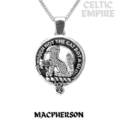 MacPherson Large 1" Scottish Family Clan Crest Pendant - Sterling Silver