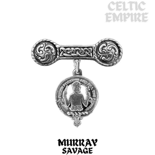 Murray (Savage) Family Clan Crest Iona Bar Brooch - Sterling Silver
