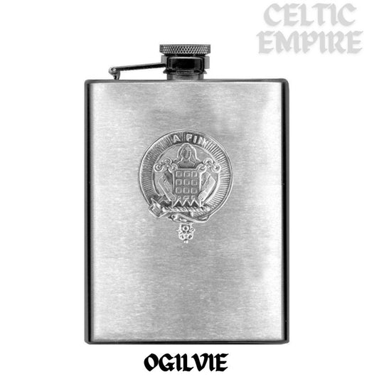 Ogilvie 8oz Family Clan Crest Scottish Badge Stainless Steel Flask