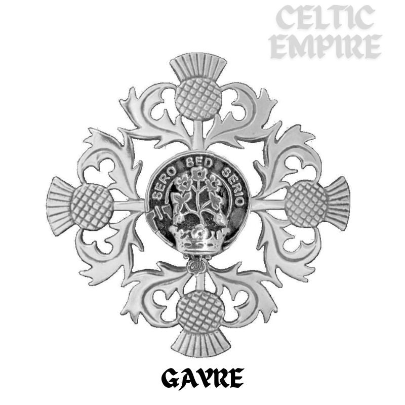 Gayre Family Clan Crest Scottish Four Thistle Brooch