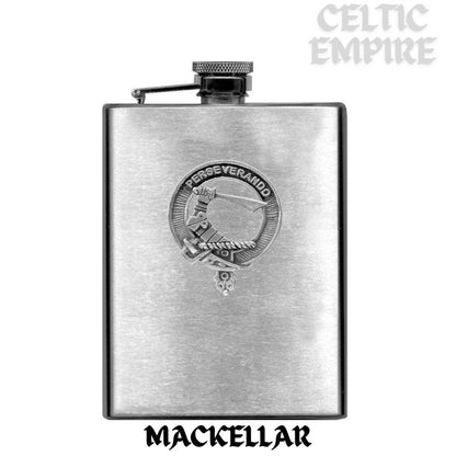 MacKellar 8oz Family Clan Crest Scottish Badge Stainless Steel Flask