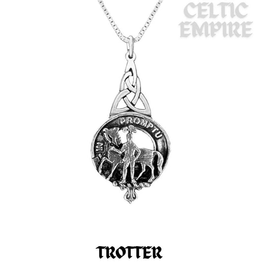 Trotter Family Clan Crest Interlace Drop Pendant