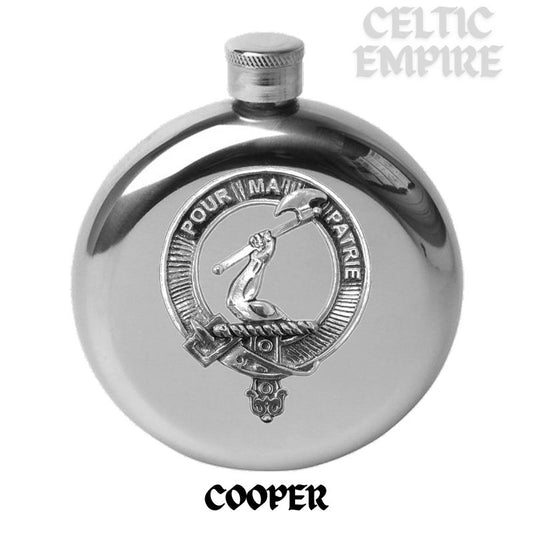 Cooper Round Family Clan Crest Scottish Badge Flask 5oz