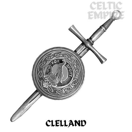 Clelland Scottish Family Clan Dirk Shield Kilt Pin