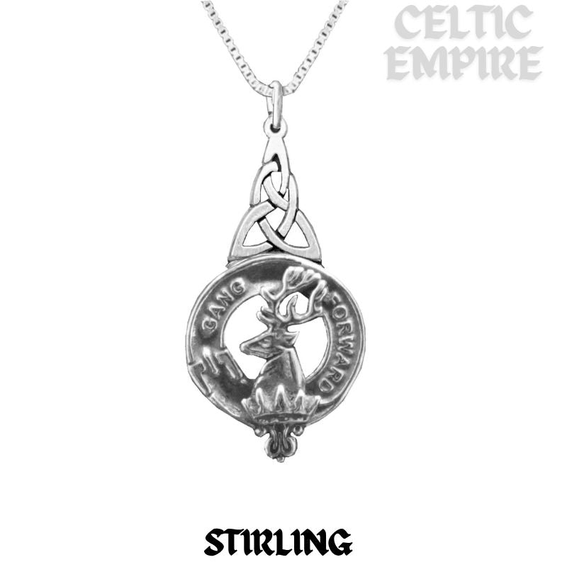 Stirling Family Clan Crest Interlace Drop Pendant