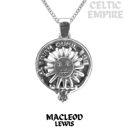 MacLeod (Lewis) Large 1" Scottish Family Clan Crest Pendant - Sterling Silver