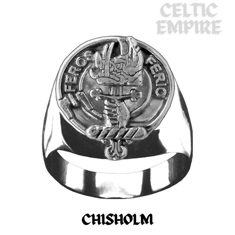 Chisholm Scottish Family Clan Crest Ring  ~  Sterling Silver and Karat Gold