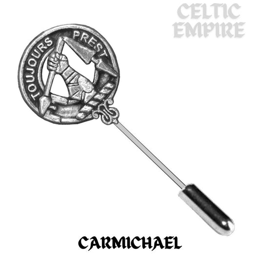 Carmichael Family Clan Crest Stick or Cravat pin, Sterling Silver