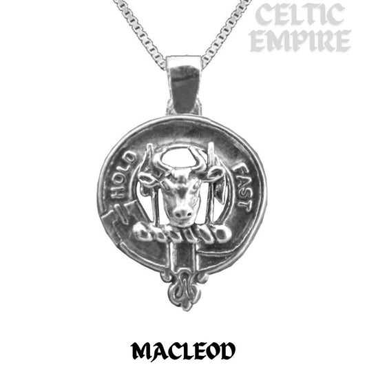 MacLeod (Harris) Large 1" Scottish Family Clan Crest Pendant - Sterling Silver