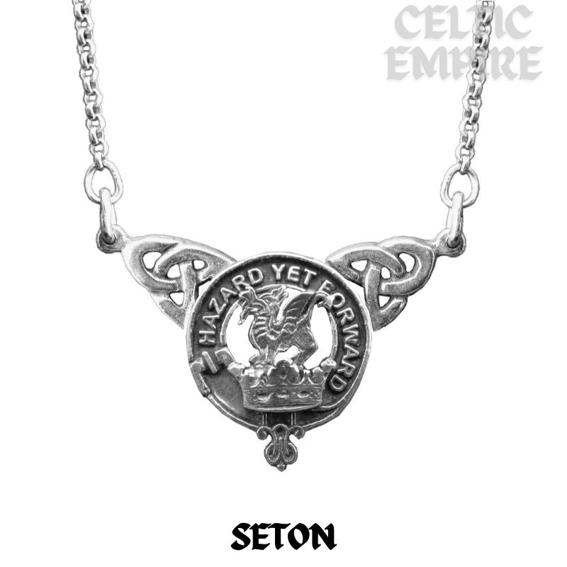 Seton Family Clan Crest Double Drop Pendant